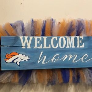 Denver broncos wooden sign